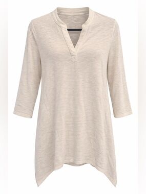 Chicos The Ultimate Tee Womens White 3/4 Sleeve Tunic Top Size M 60% Cotton 40%